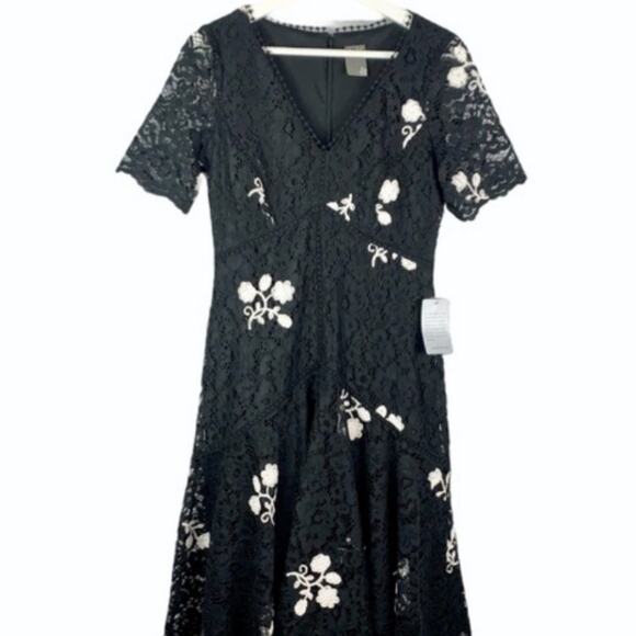 TAYLOR Embroidered Floral Lace Hi Low Shift Dress 8P - Picture 5 of 7